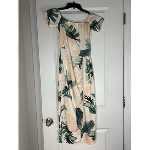 Women's Off The Shoulder Midi Tropical Dress Resortwear Beach‎ Size Small